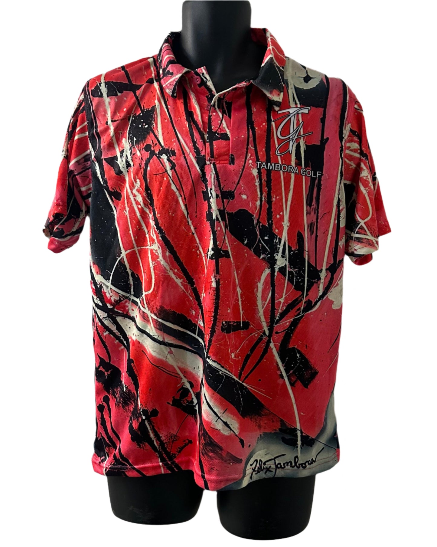 Abstract Golf Polo - Hot Pink