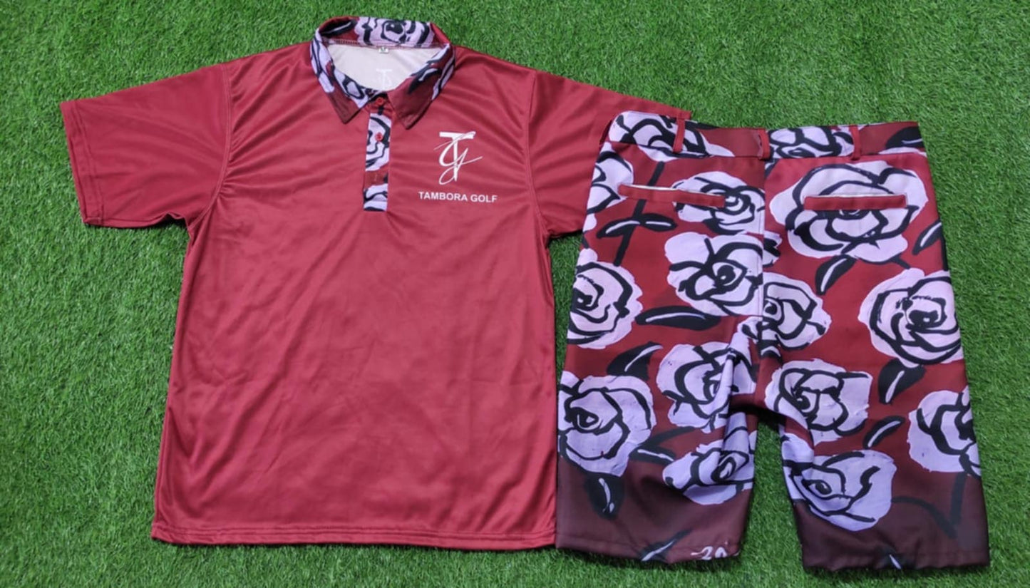 Abstract Golf Polo - Red Roses