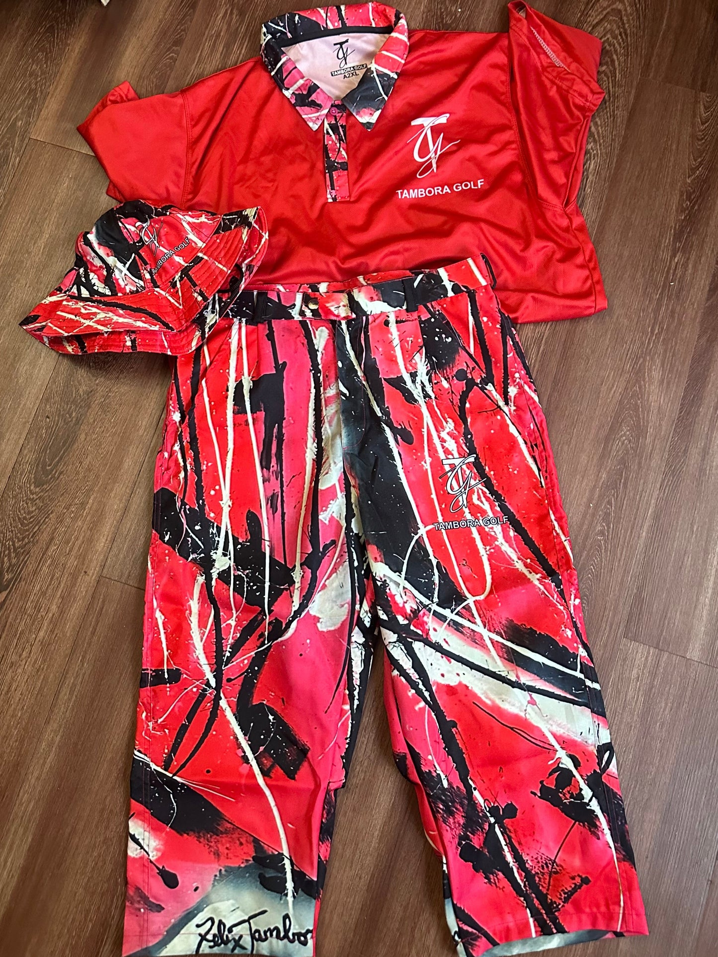 Abstract Golf Pants -Hot Pink