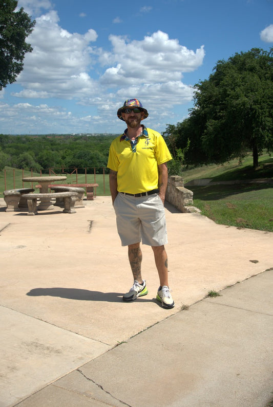 Abstract Golf Polo - Yellow